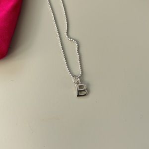 Real Sterling Silver letter B initial necklace.